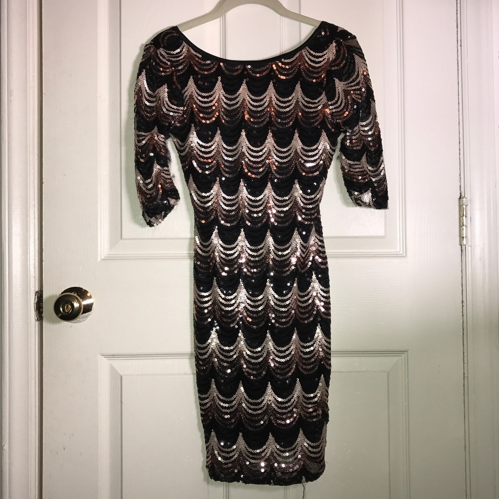 Black and Gold Sequin Body-con Dress